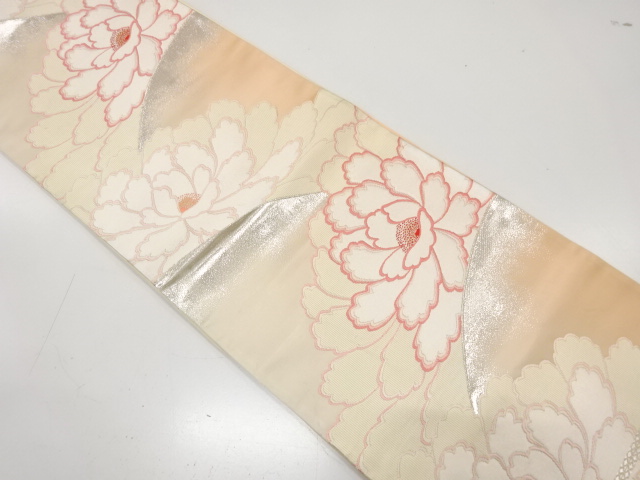 アンティーク　山並に牡丹模様織り出し袋帯（着用可）